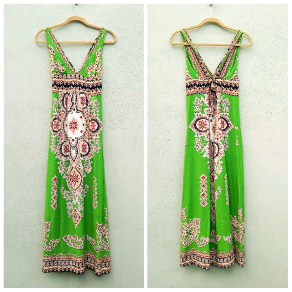 Olga + Maya Maxi Green Dress in Size Small